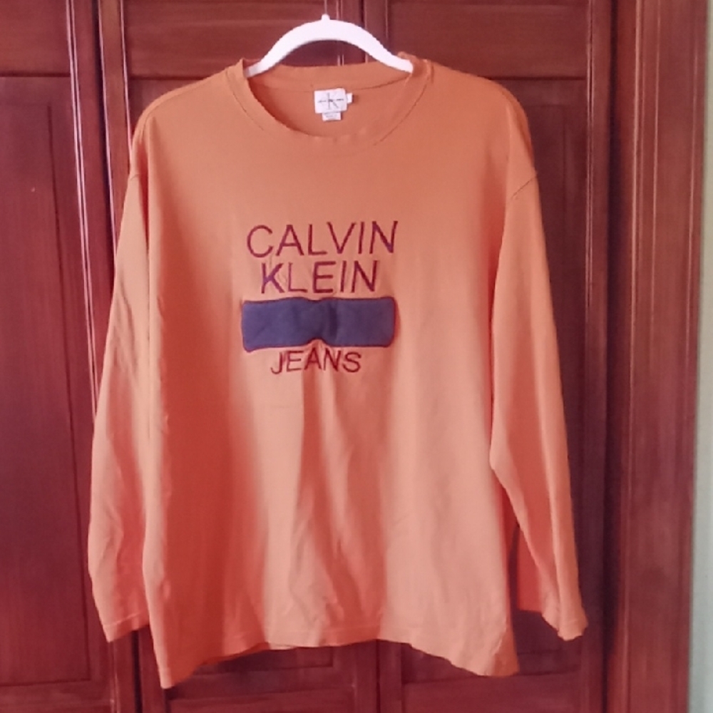 Vintage Calvin Klein Orange Long Sleeve Shirt.
